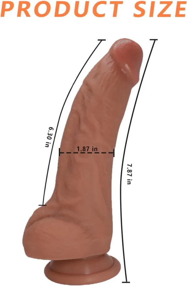 Realistic Silicone Dildo with Curved Shaft and Balls