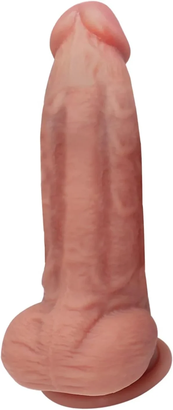 Realistic Silicone Dildo with Curved Shaft and Balls