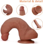 Realistic Silicone Dildo with Curved Shaft and Balls