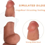 Realistic Silicone Dildo with Curved Shaft and Balls