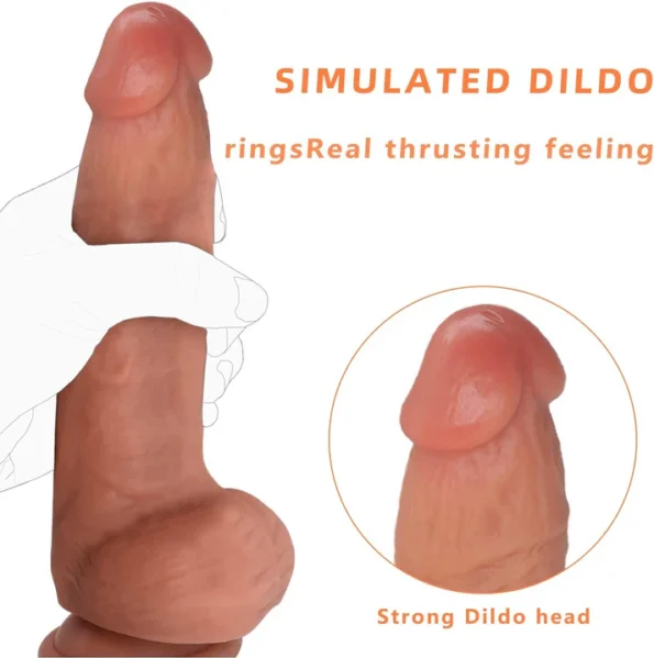 Realistic Silicone Dildo with Curved Shaft and Balls
