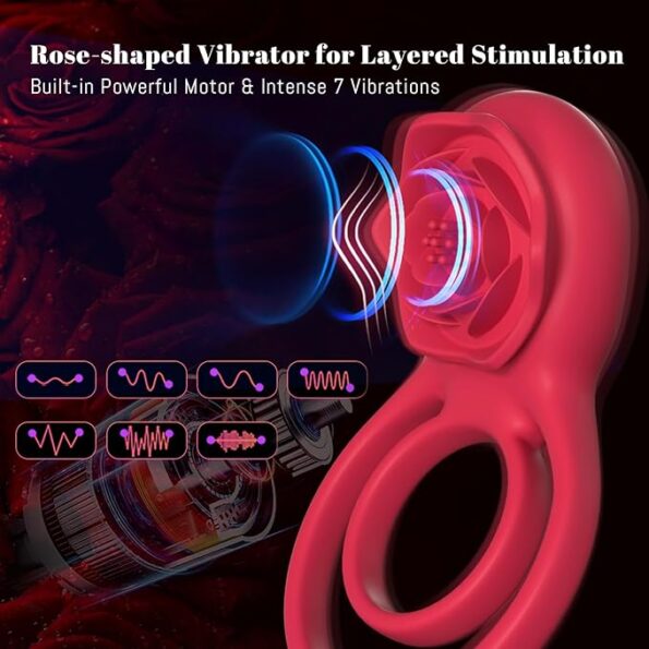 Vibrating Cock Ring with Rose Clitoral
