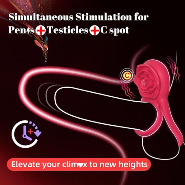 Vibrating Cock Ring with Rose Clitoral